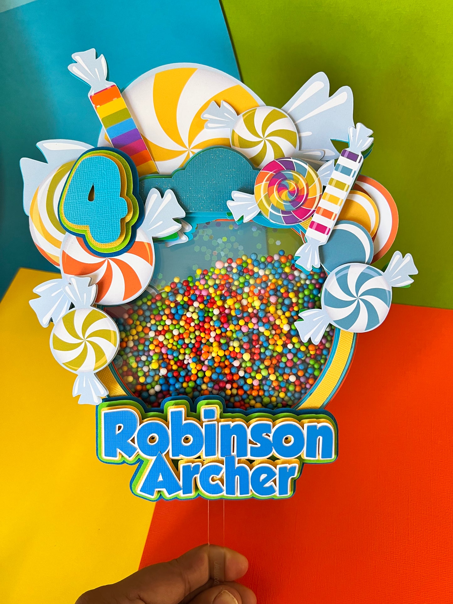 Blue Candy Machine Shaker Cake Topper - Candy Cake Topper