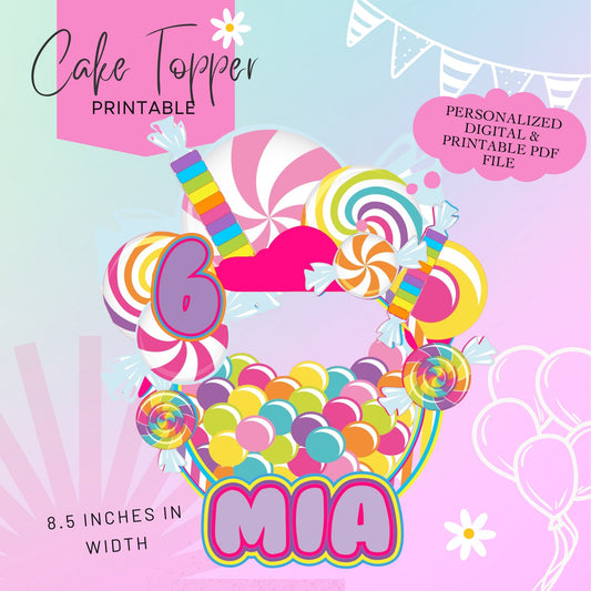 Candy Land Cake Topper - Candy Printable Cake Topper - Candy Party