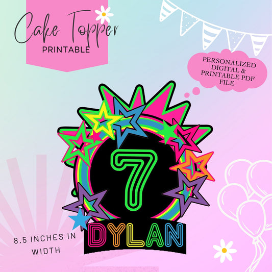 Glow Party Digital Cake Topper - Printable Cake Topper
