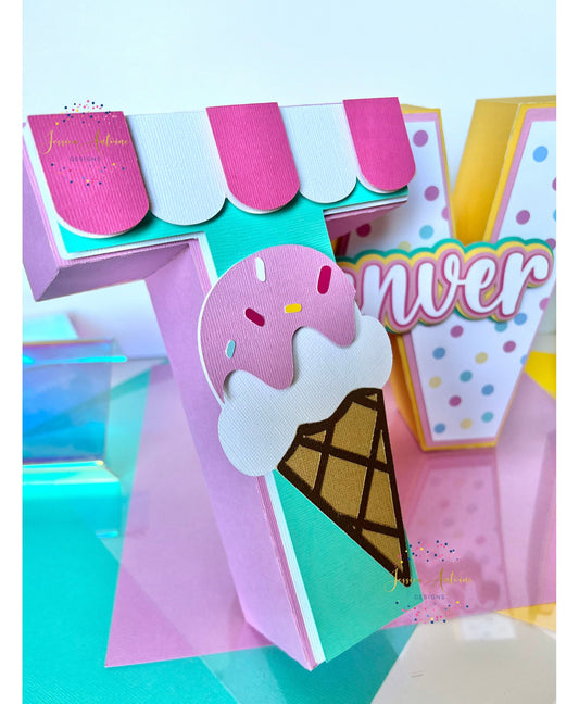 Ice Cream Party 3d Letters - Ice cream Party Letters