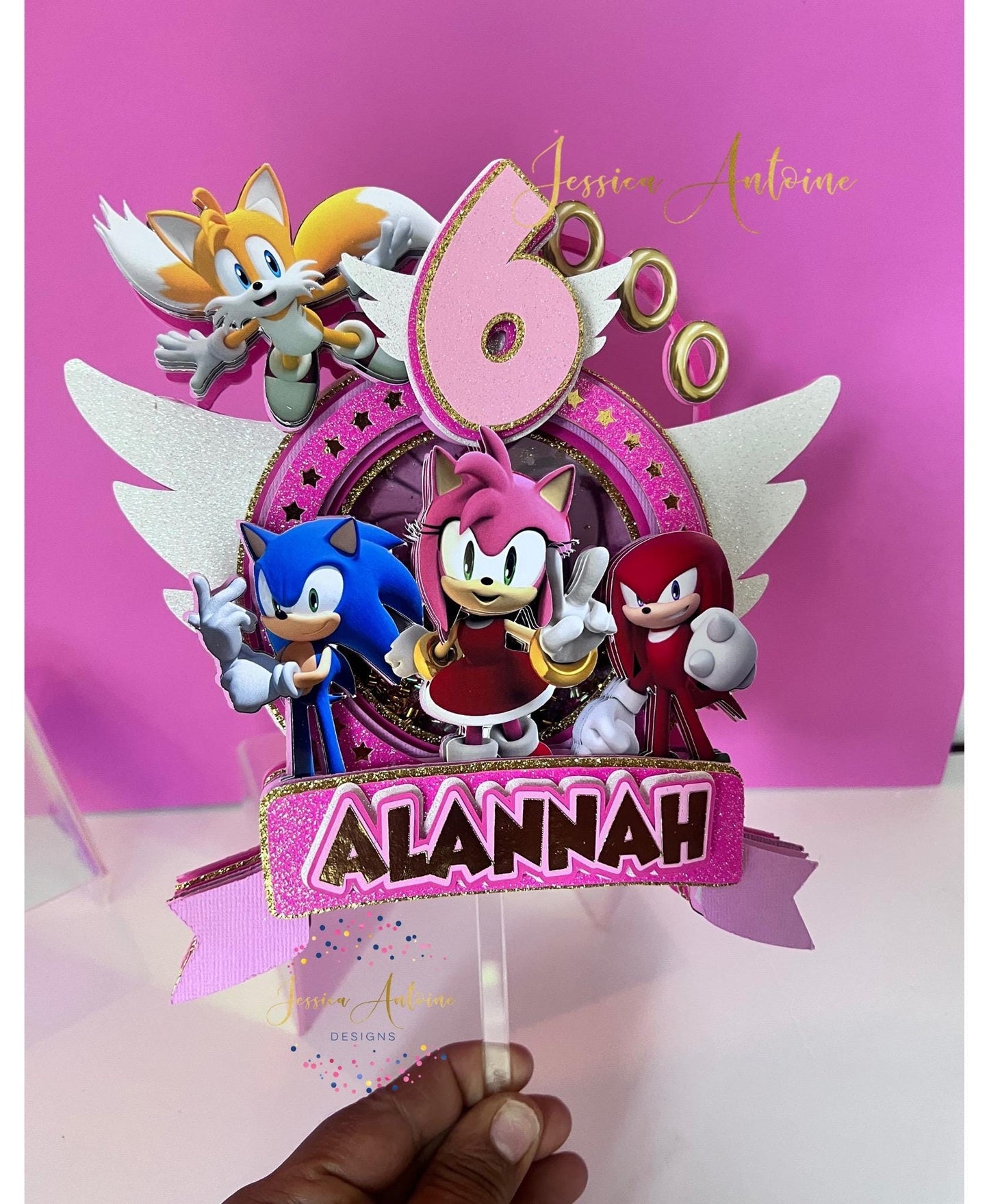 Amy Rose Cake Topper - Sonic Cake Topper - Pink Hedgehog Cake topper