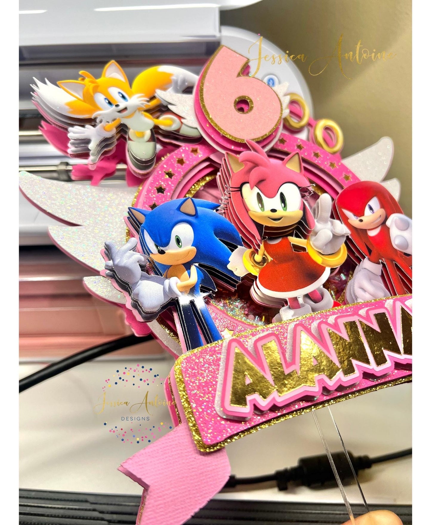 Amy Rose Cake Topper - Sonic Cake Topper - Pink Hedgehog Cake topper