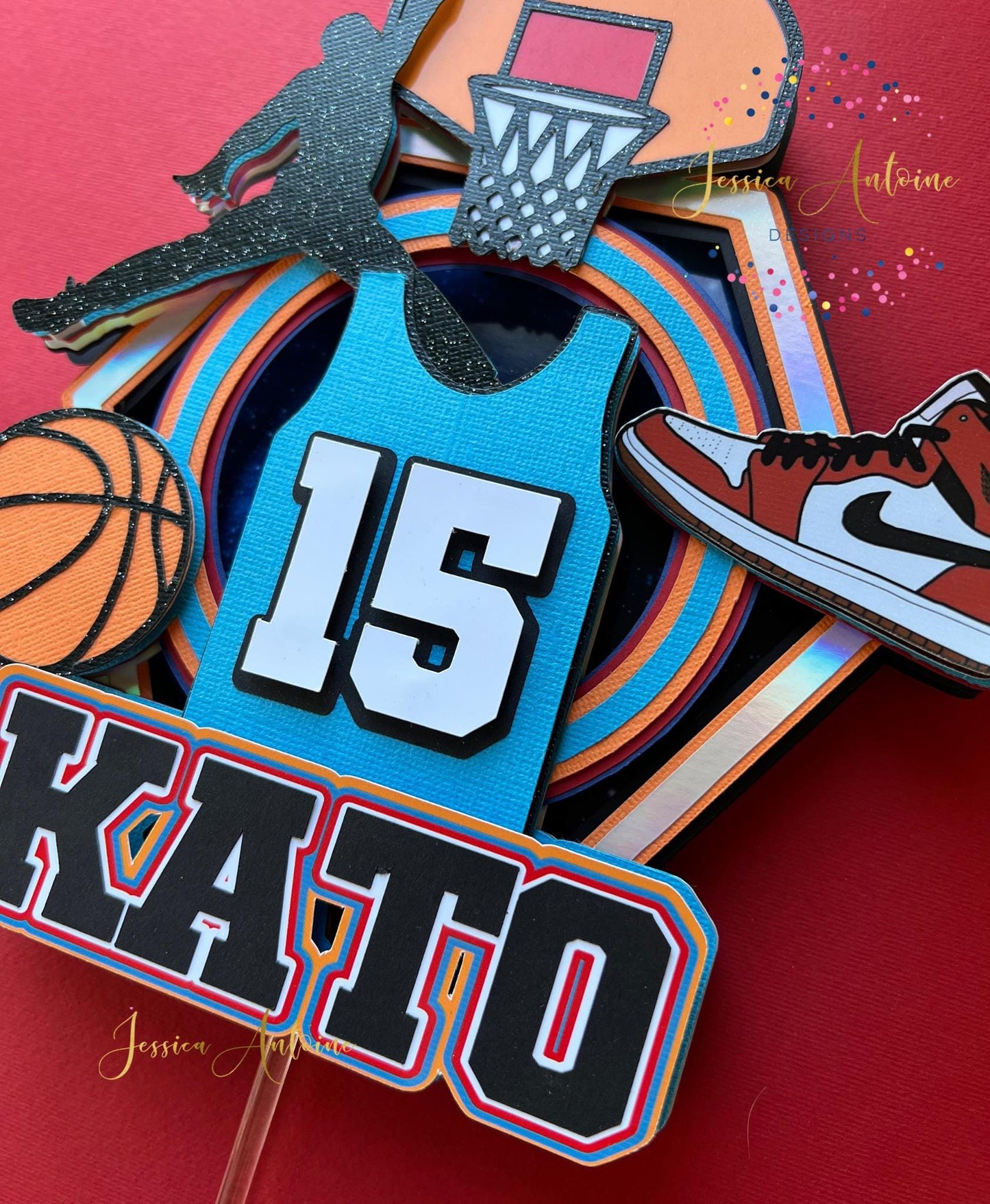 Basketball Cake Topper- Sports Cake Topper- Birthday Cake Topper- Varsity Cake Decoration-