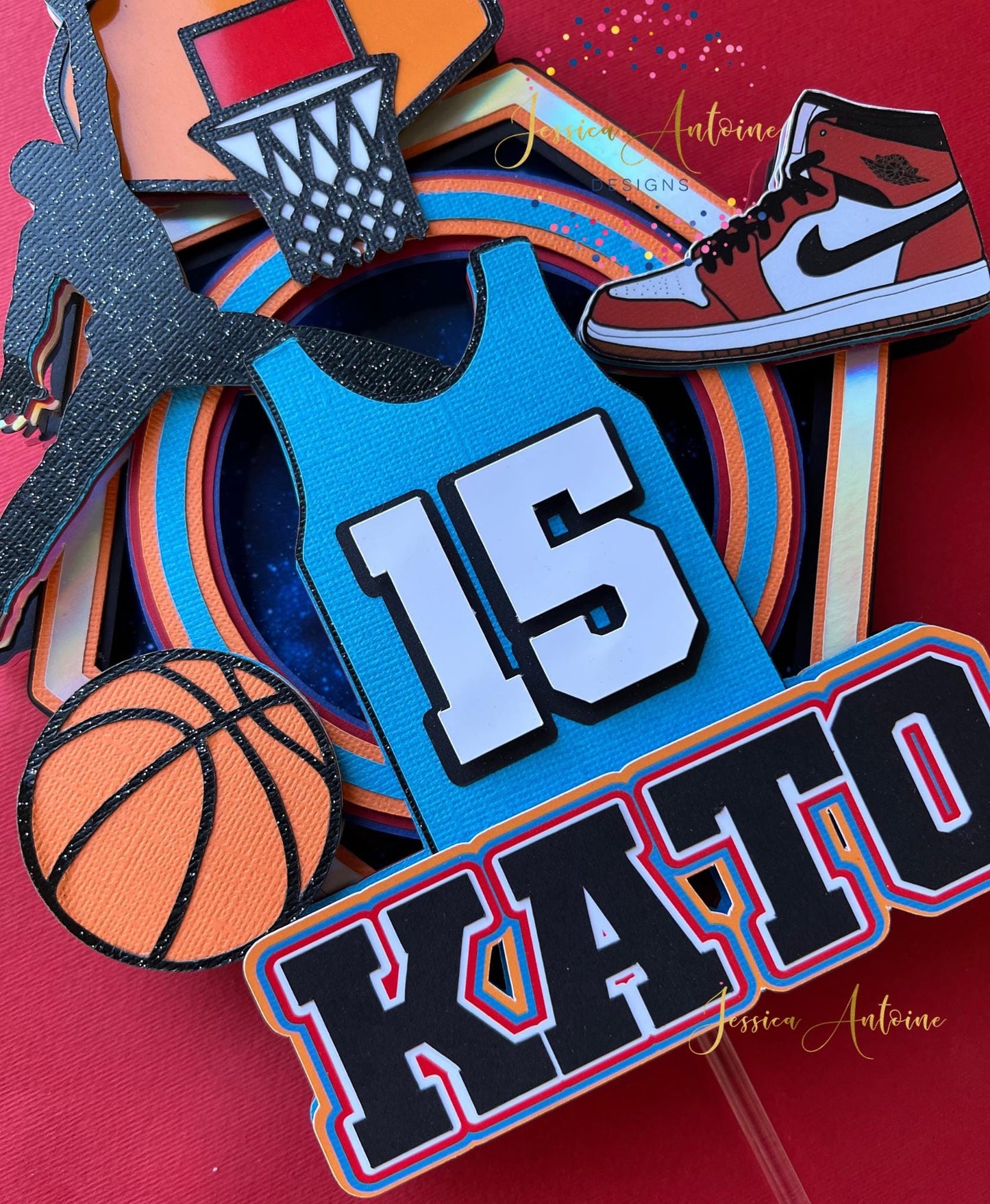 Basketball Cake Topper- Sports Cake Topper- Birthday Cake Topper- Varsity Cake Decoration-