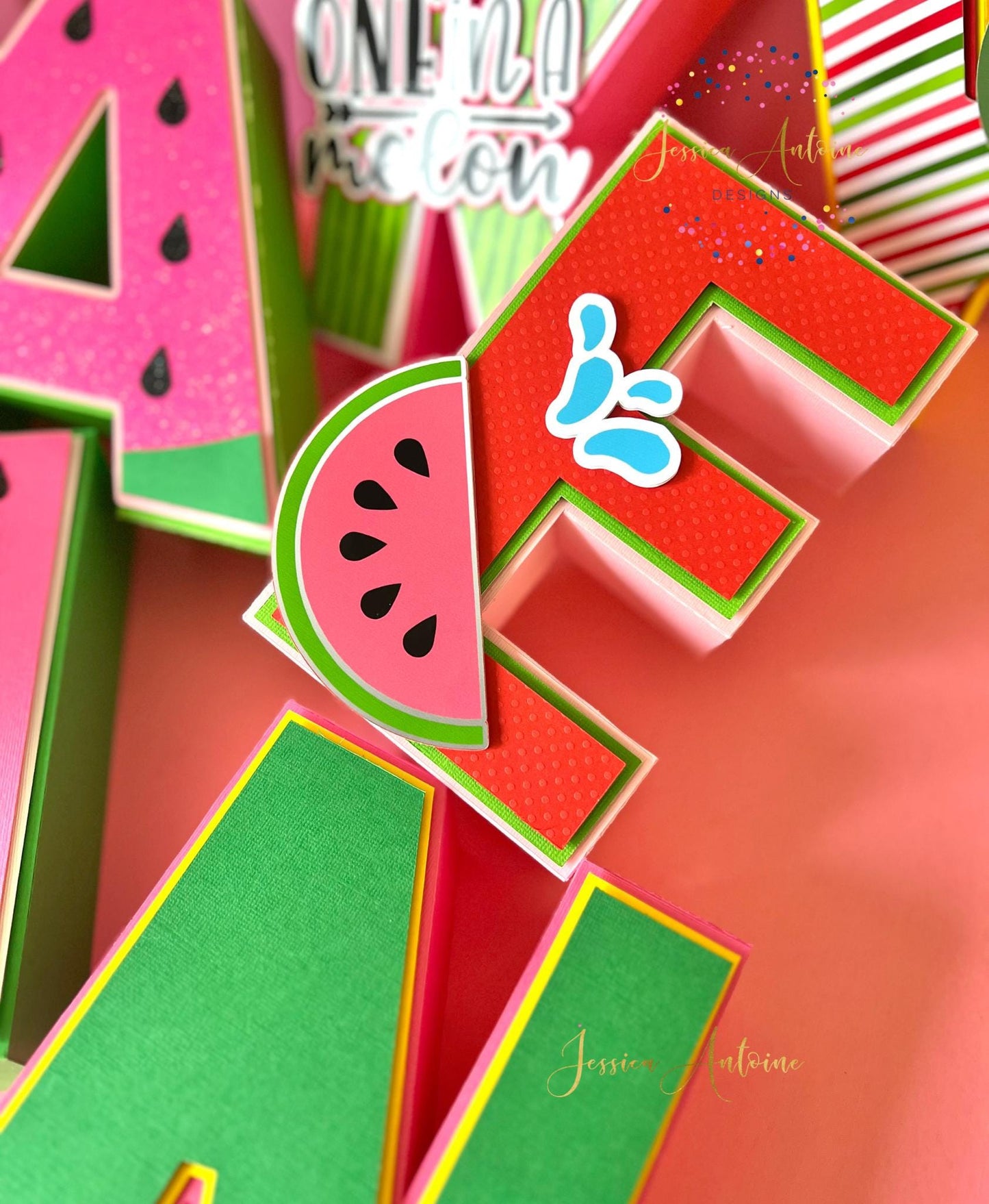 Watermelon 3d Letters - One in A Melon 3D Letters- Watermelon Birthday Letters