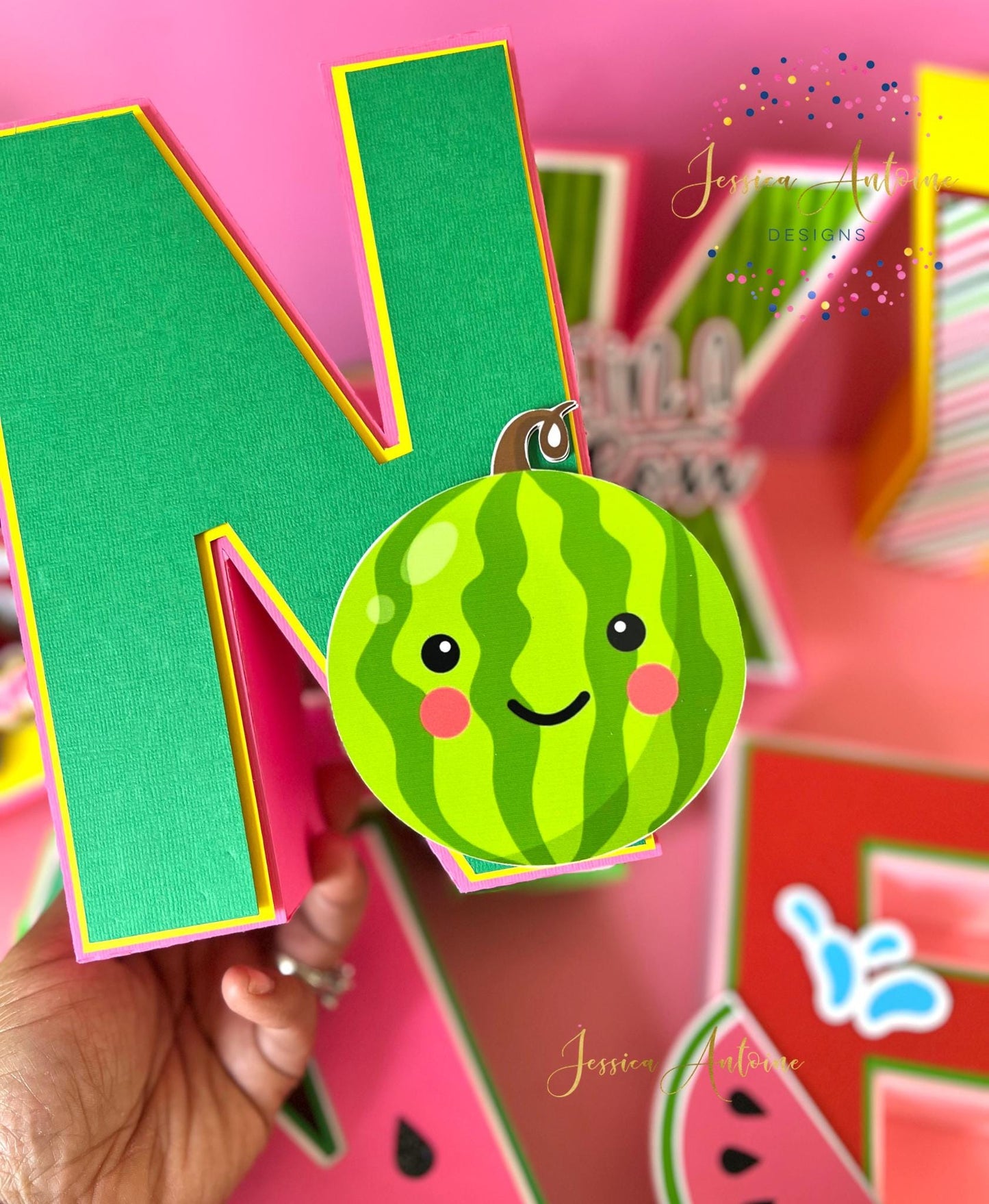 Watermelon 3d Letters - One in A Melon 3D Letters- Watermelon Birthday Letters