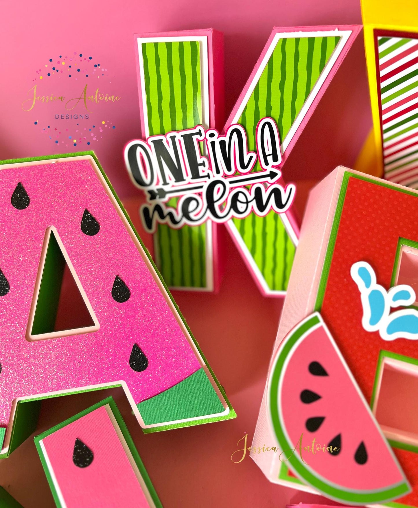 Watermelon 3d Letters - One in A Melon 3D Letters- Watermelon Birthday Letters
