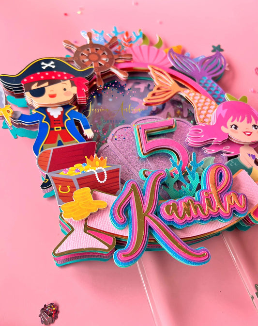Mermaid and Pirate Cake Topper