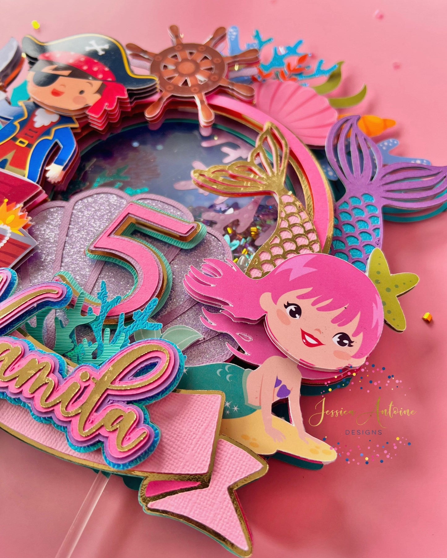 Mermaid and Pirate Cake Topper