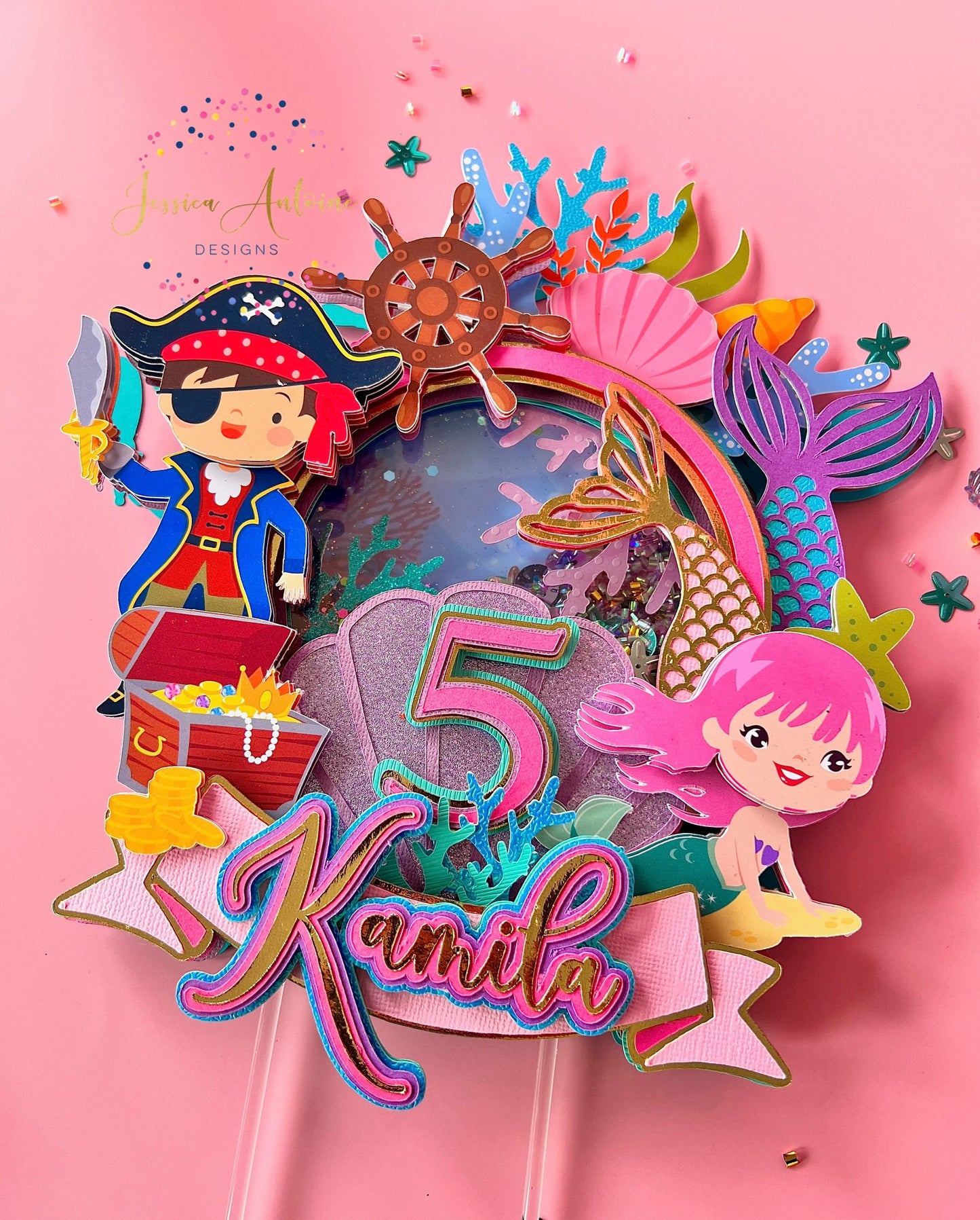 Mermaid and Pirate Cake Topper
