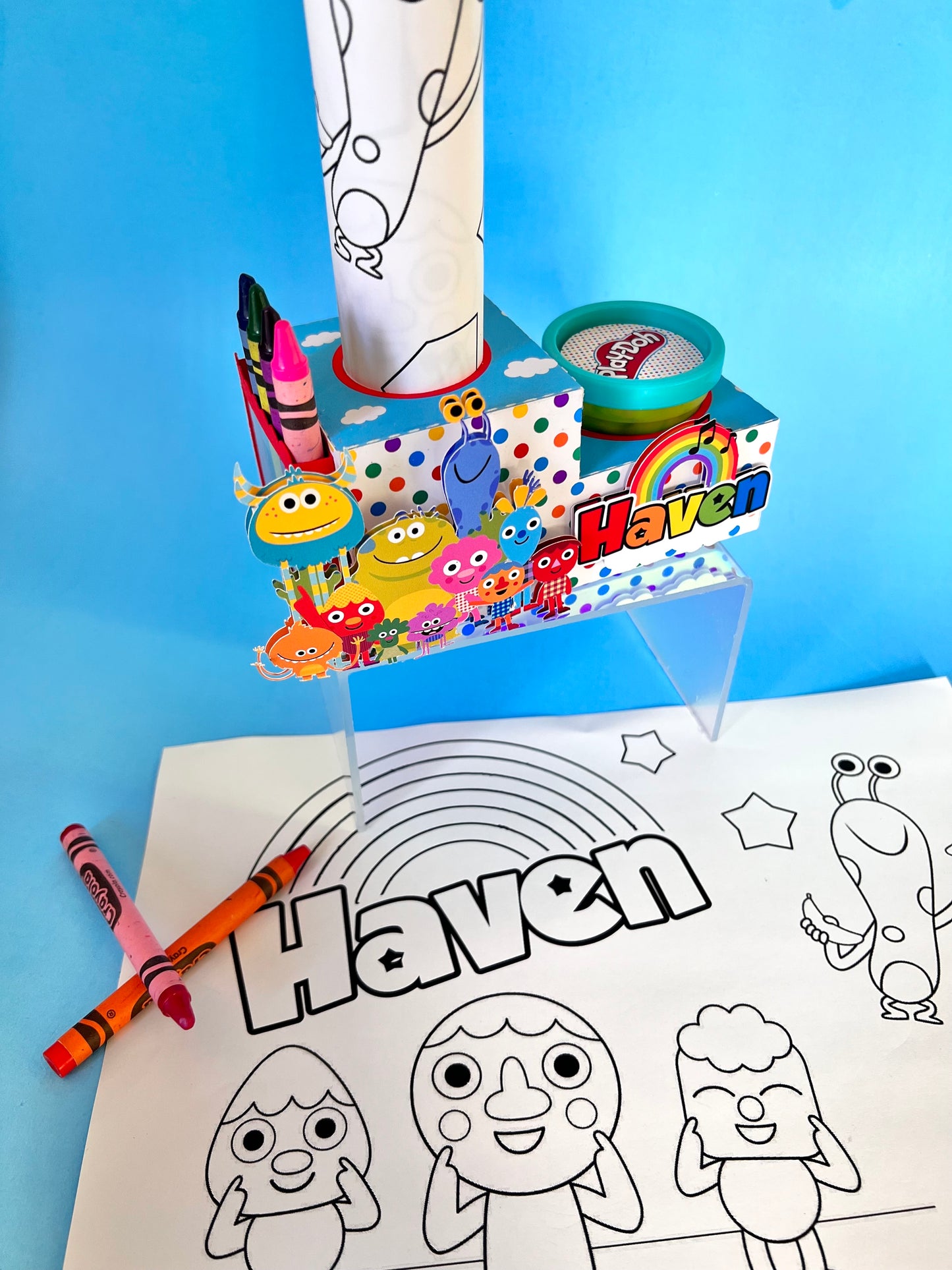 Cute Songs Playdough & Coloring Page Favor Box
