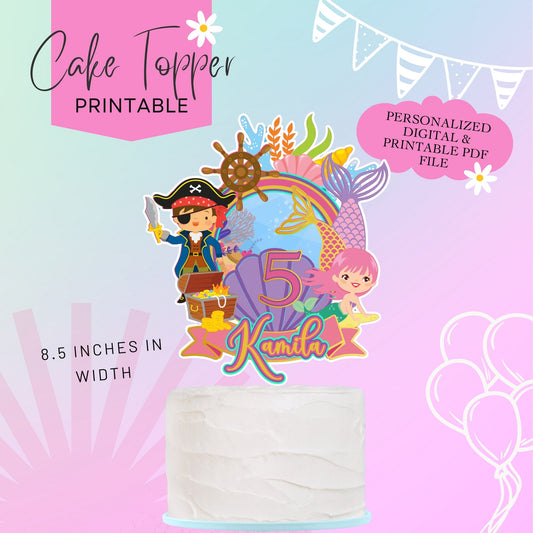 Mermaids and Pirates Digital Cake Topper - Printable Cake Topper