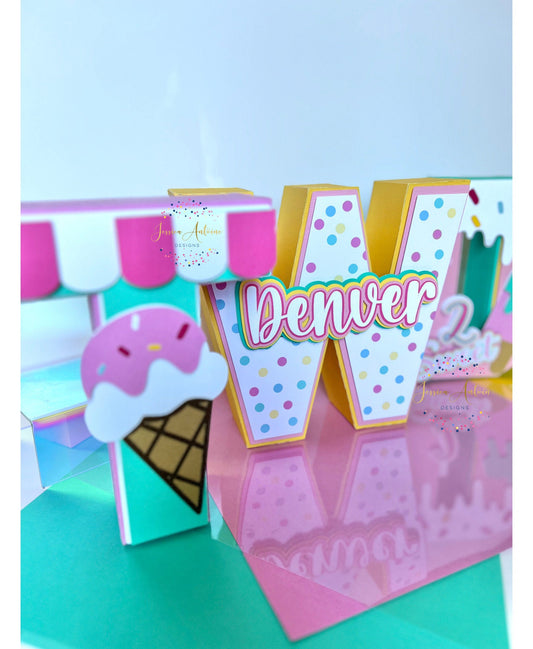 Ice Cream Party 3d Letters - Ice cream Party Letters