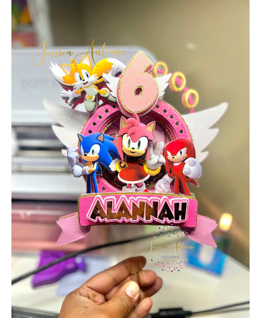 Amy Rose Cake Topper - Sonic Cake Topper - Pink Hedgehog Cake topper