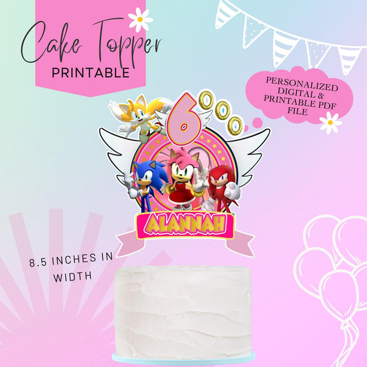 Amy Rose Party Digital Cake Topper - Printable Cake Topper