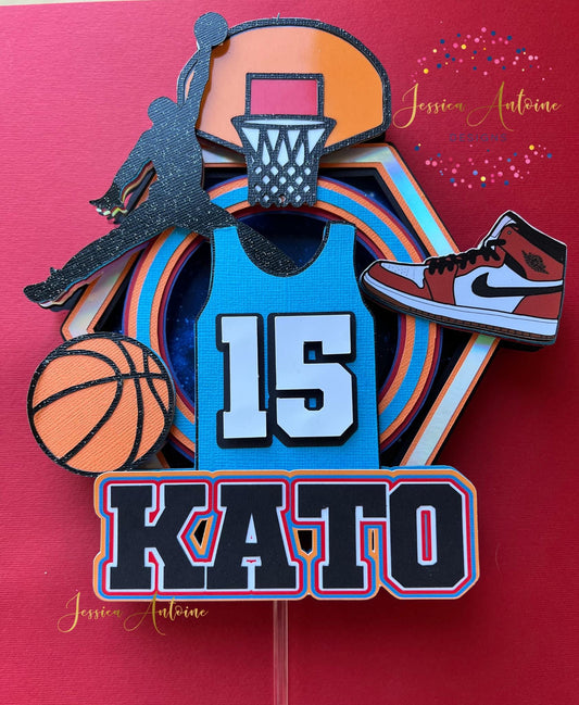 Basketball Cake Topper-  Sports Cake Topper- Birthday Cake Topper- Varsity Cake Decoration-