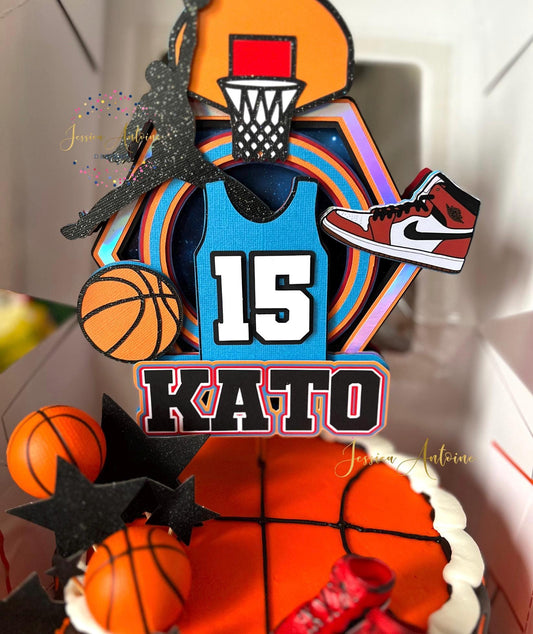 Basketball Cake Topper-  Sports Cake Topper- Birthday Cake Topper- Varsity Cake Decoration-