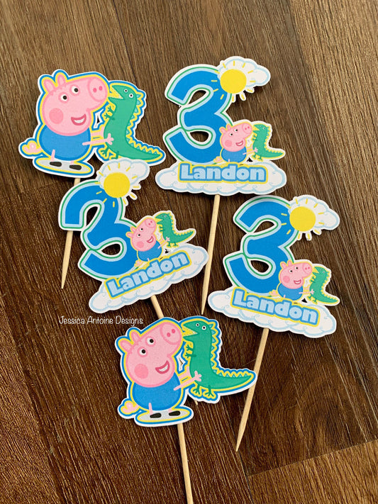 Boy Pig Cupcake Toppers
